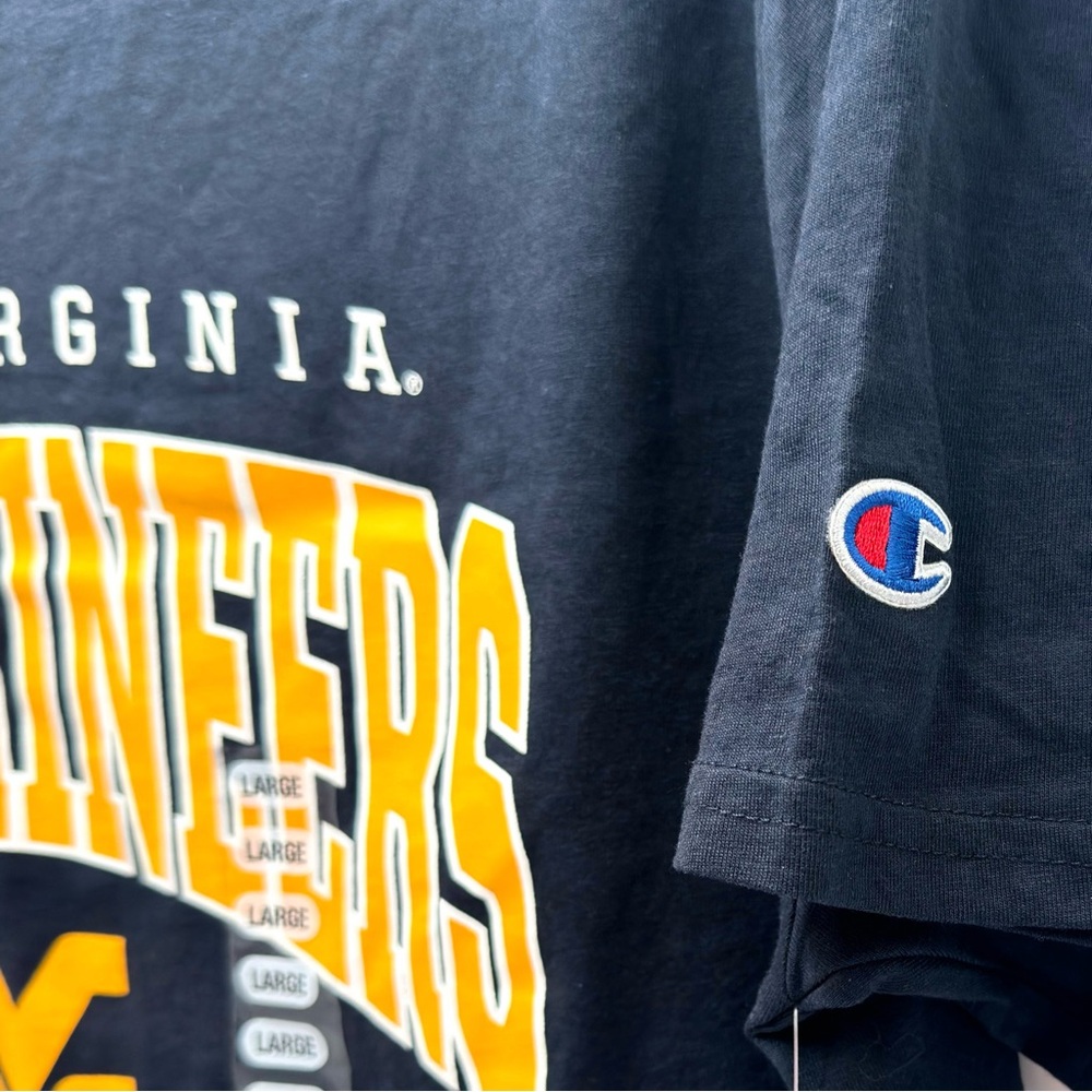 CHAMPION West Virginia Mountaineers University Navy Blue Tee Size Large - Picture 5 of 6